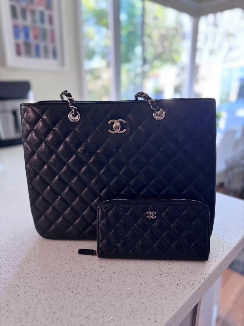 BRAND NEW Chanel Black Quilted Chain-Handle Tote with Matching Wallet - Picture 7 of 16